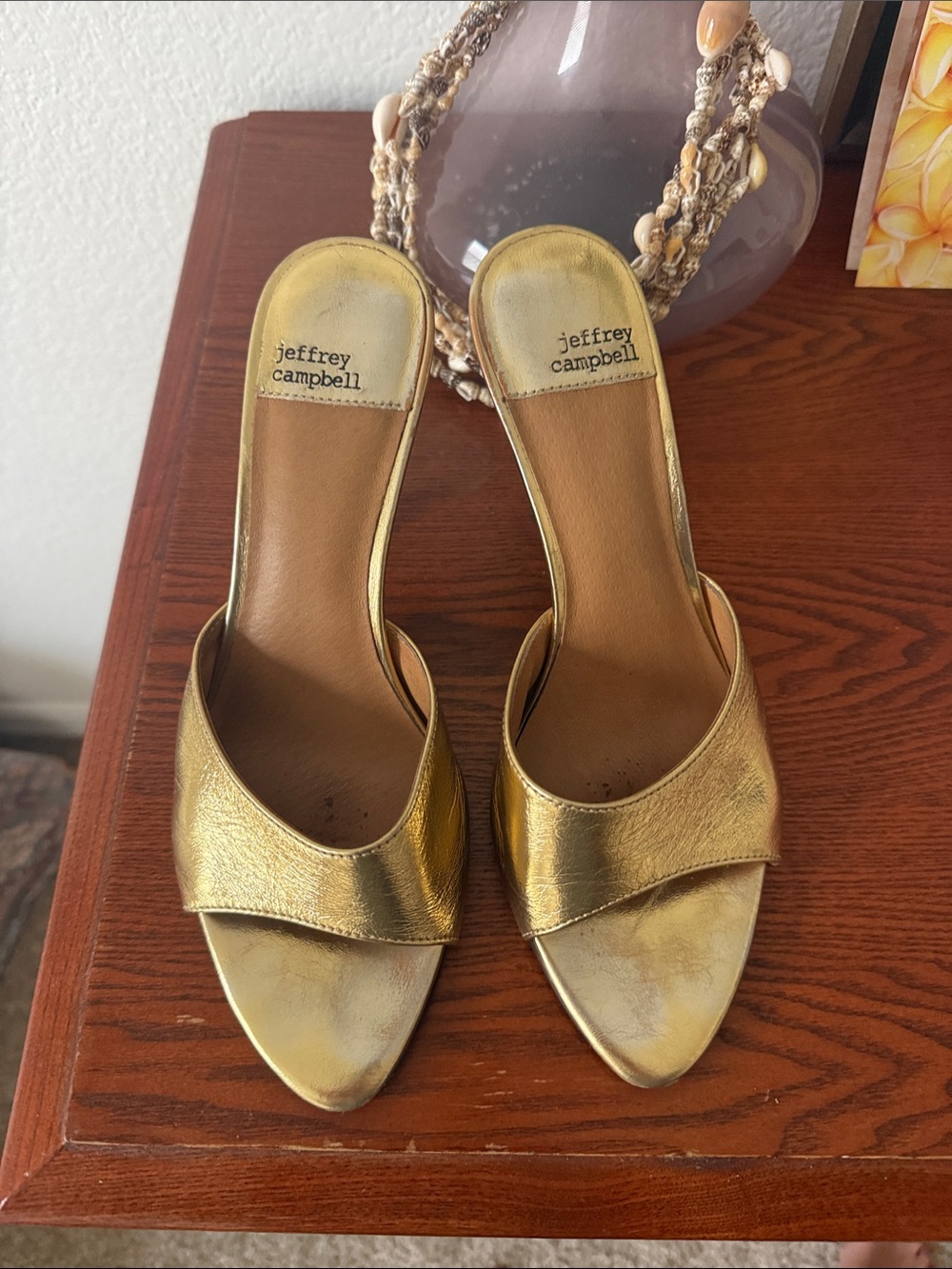 Jeffrey Campbell Metallic Gold Open-Toe 3 inch heel